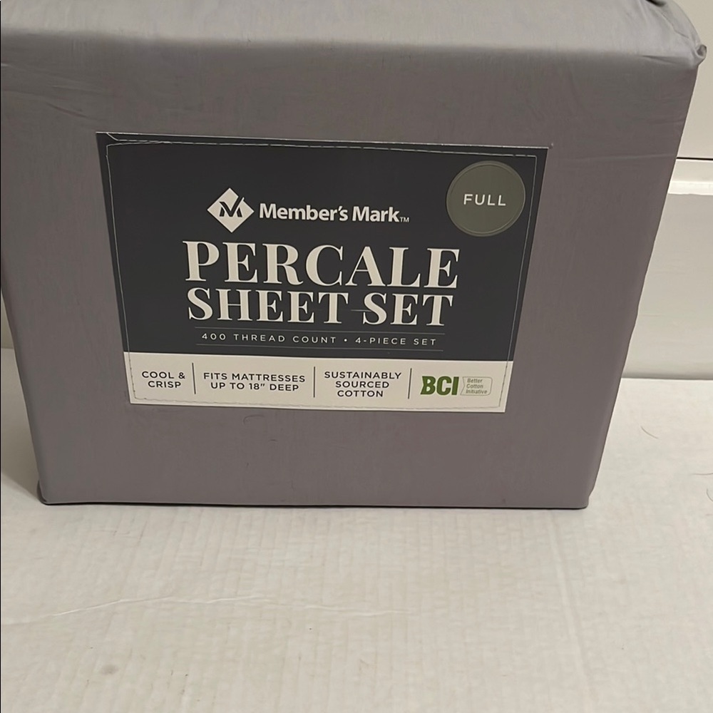 New 100% Cotton Percale 4 piece Full sheet set Soft Silver(Gray) 400 Threadcount